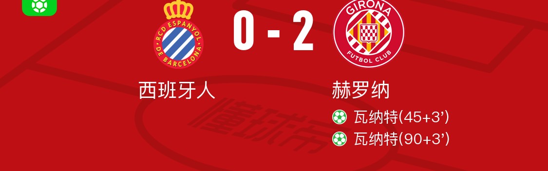 金沙娱乐城app下载-赫罗纳2-0西班牙人，瓦纳特包办2球
